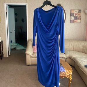 Blue long sleeve woman church dress